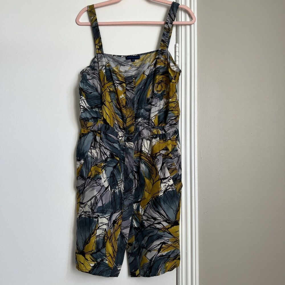 CSize 12 Dress 100% silk Yellow Gray EXCELLENT